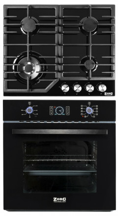 Комплект Духовой шкаф ZorG BE10 LD black, Варочная поверхность ZorG BLC FDW black Комплект Духовой шкаф ZorG BE10 LD black, Варочная поверхность ZorG BLC FDW black