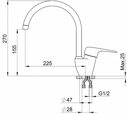 Кухонный смеситель Granula GR-1024 графит Кухонный смеситель Granula GR-1024 графит