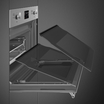 Компактный электрический духовой шкаф с паром Smeg SO4302S3X Компактный электрический духовой шкаф с паром Smeg SO4302S3X