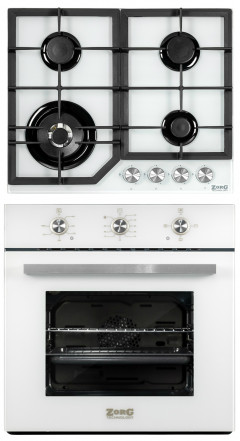 Комплект Духовой шкаф ZorG BE4 white, Газовая варочная панель ZorG Technology BP6 FDW white Комплект Духовой шкаф ZorG BE4 white, Газовая варочная панель ZorG Technology BP6 FDW white